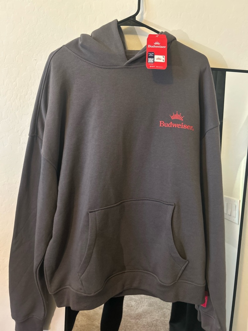 Budweiser Gray Hoodie with Red Logo